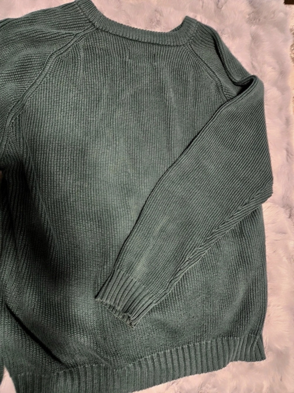 Eddie Bauer Sage Green 100% Cotton Ribbed Shaker Knit Sweater - Men's XL Tall